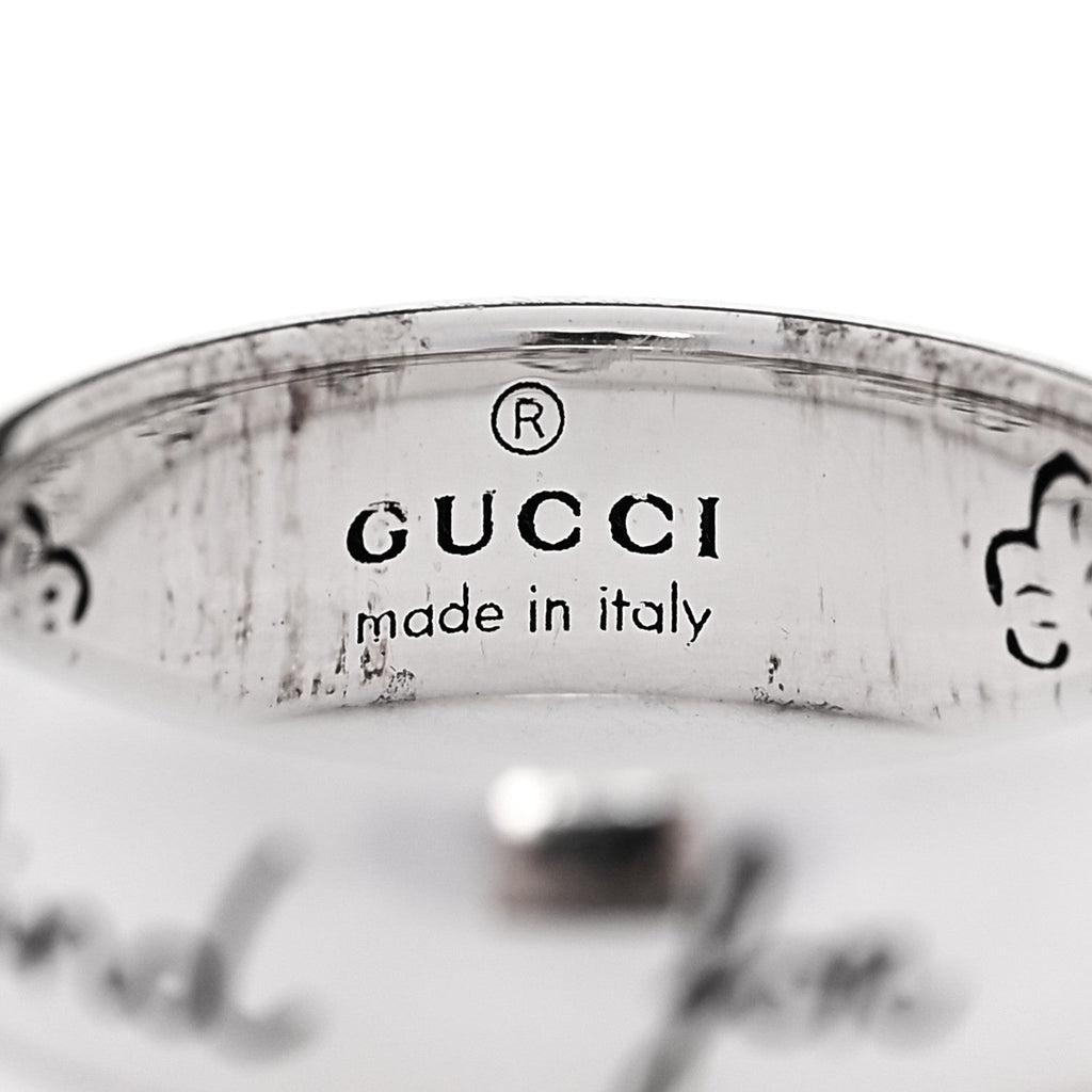 Gucci Sterling Silver Blind for Love Band Ring 45 3.25