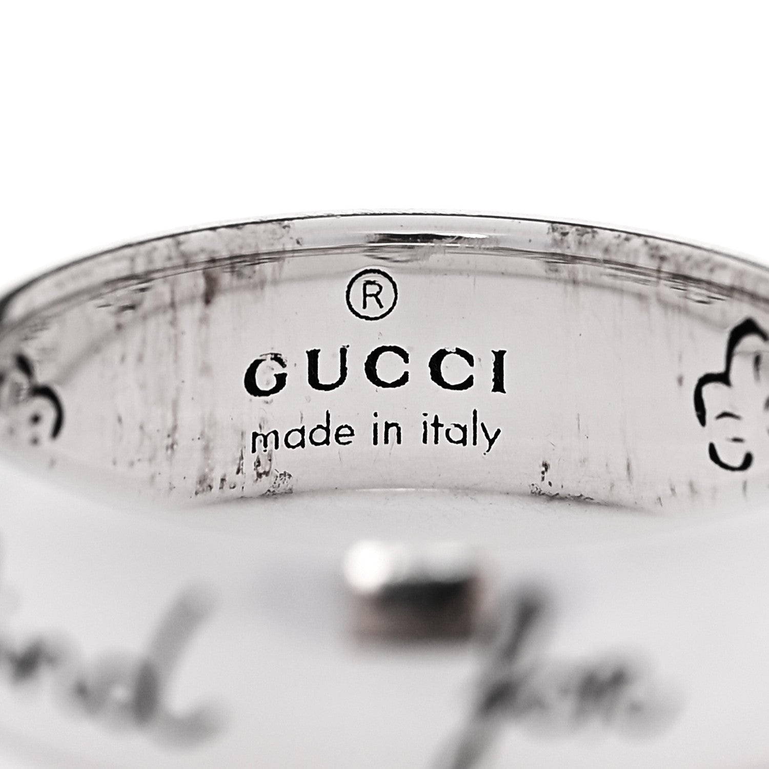 Gucci Sterling Silver Blind for Love Band Ring 45 3.25