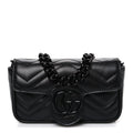 Gucci Calfskin Matelasse Monochrome GG Marmont Chain Belt Bag Black