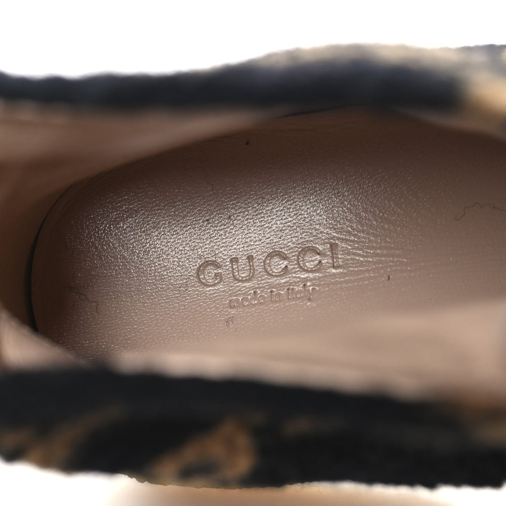Gucci Faux Shearling Hooper GG Womens Ankle Boots 39 Black Natural Tan