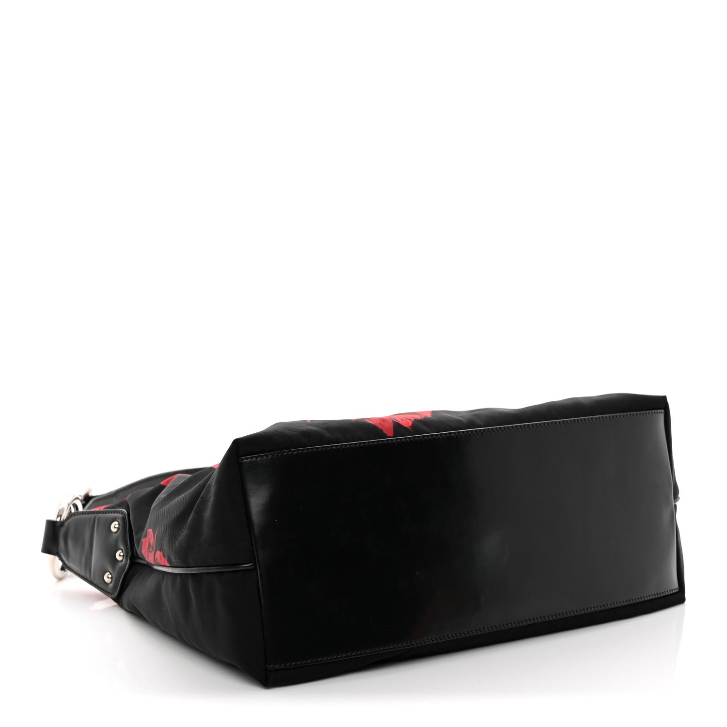 Prada Tessuto Nylon Rose Shoulder Bag Black Rosso
