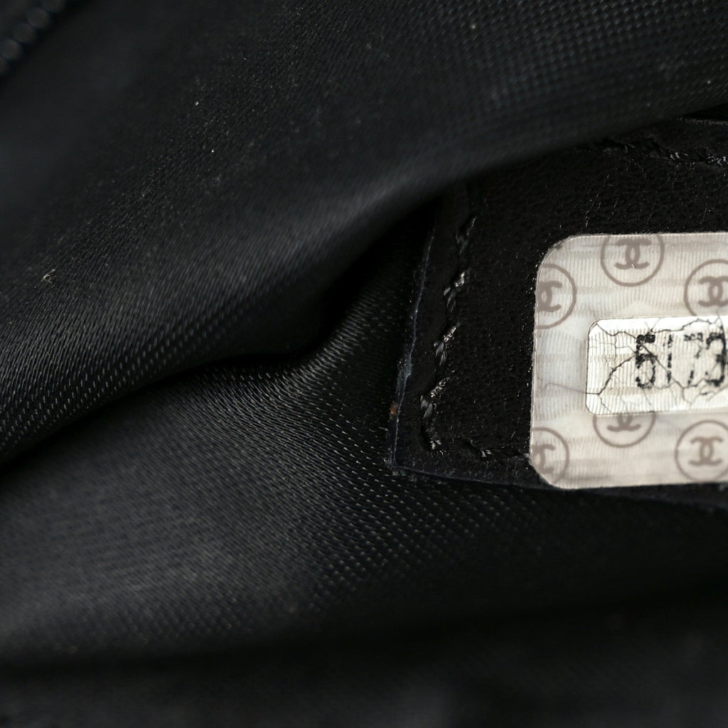 Chanel Caviar Embroidered Logo Shoulder Bag Black