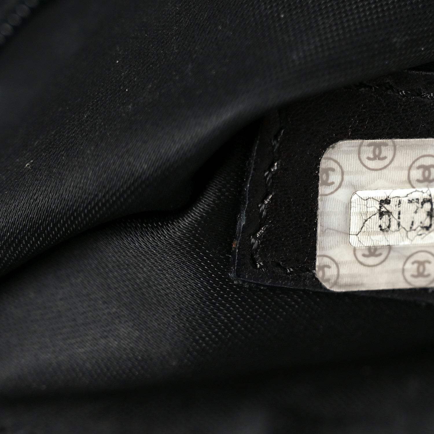 Chanel Caviar Embroidered Logo Shoulder Bag Black