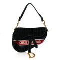 Christian Dior Velvet Crocodile Effect Saddle Bag Green