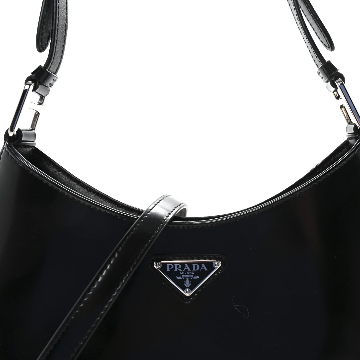Prada Spazzolato Cleo Adjustable Strap Shoulder Bag  Black