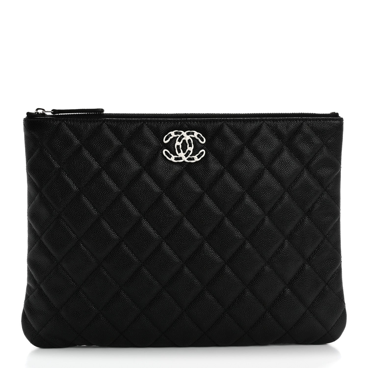 Caviar Quilted Medium Chanel 19 Cosmetic Case Black