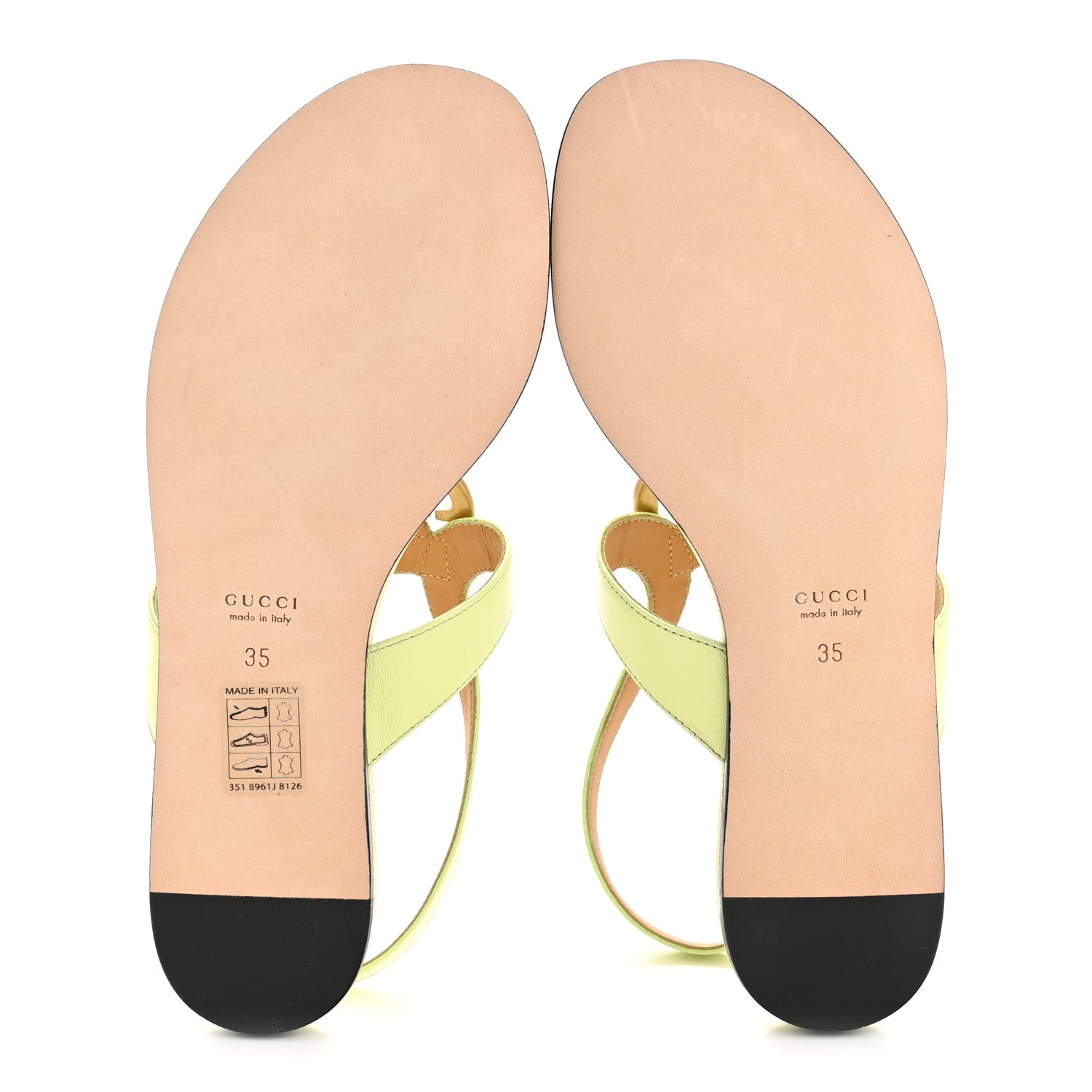 Gucci Calfskin Double G Thong Flat Sandals 35 Pistachio Green