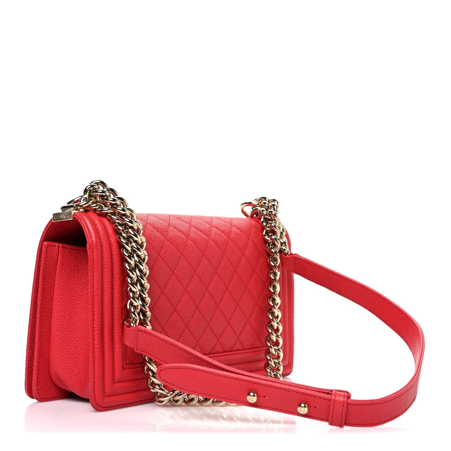 Chanel Caviar Quilted Medium Boy Flap Red