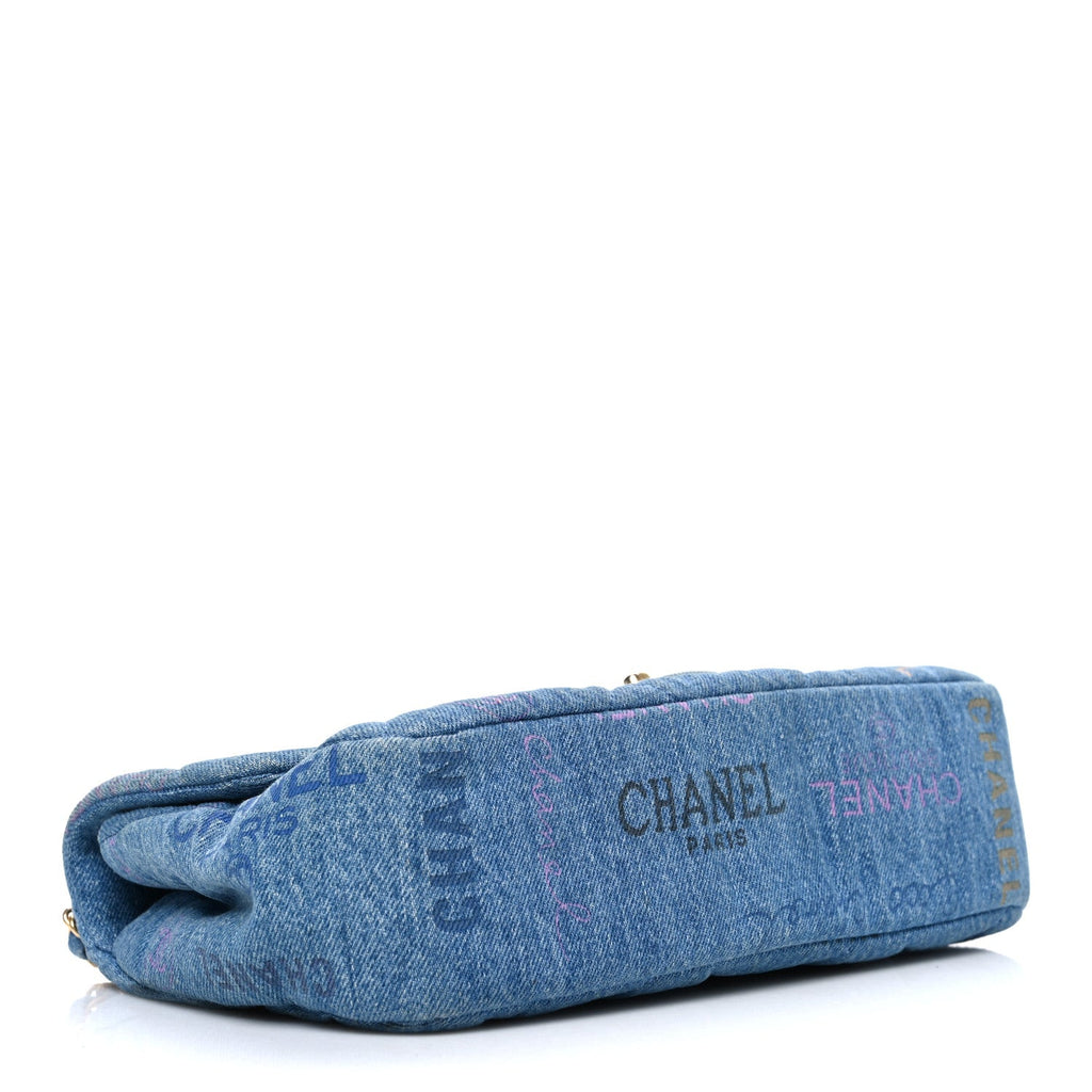 Chanel Denim Quilted Denim Large Mood Flap Blue Multicolor