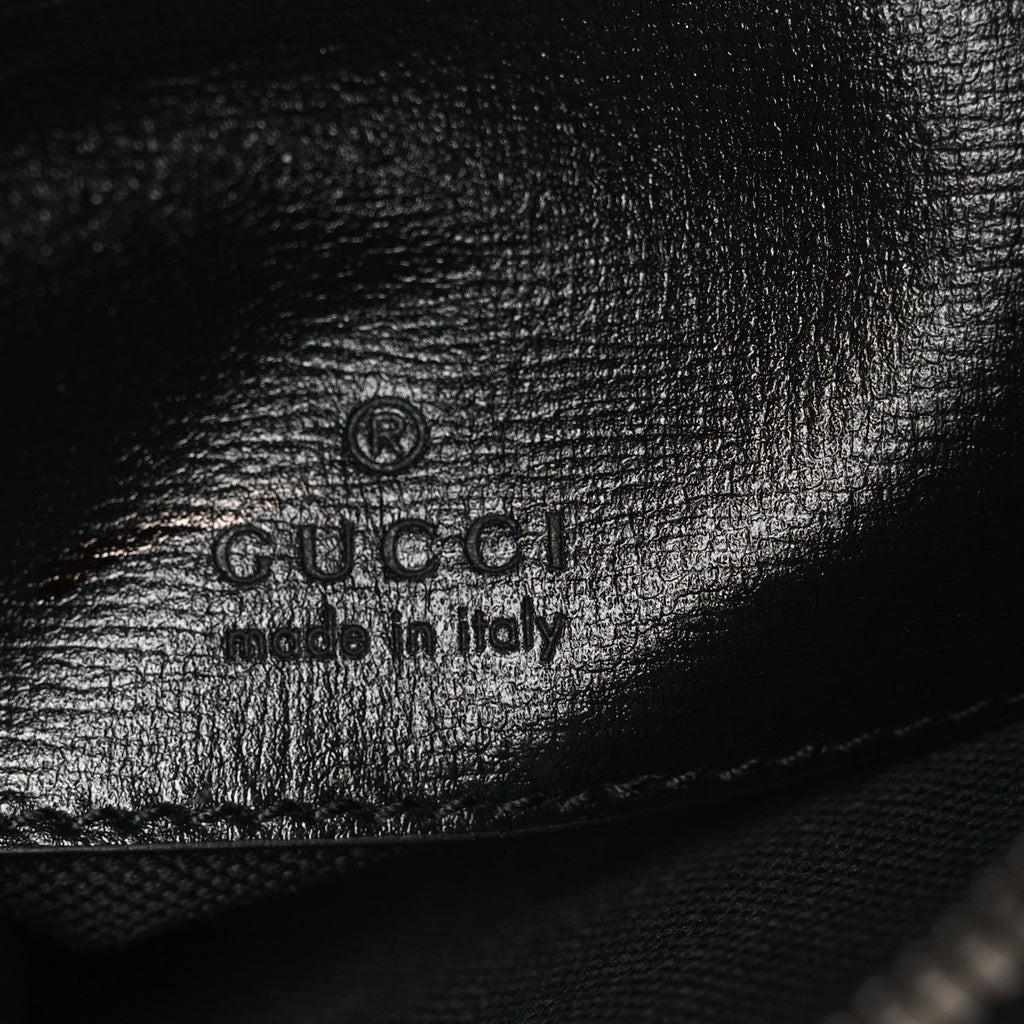 Gucci GG Supreme Monogram Azalea Calfskin Small Retro Interlocking G Wristlet Messenger Bag Black