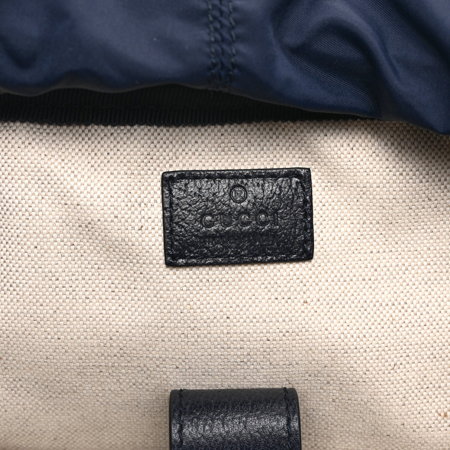 Gucci GG Supreme Monogram Textured Dollar Calfskin Medium Ophidia Double Buckle Backpack Blue Dark Blue Black