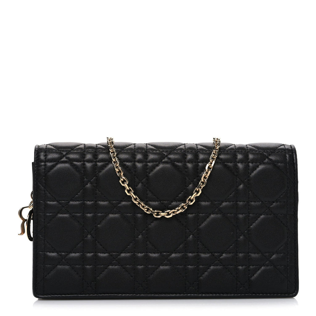 Christian Dior Lambskin Cannage Lady Dior Pouch Black