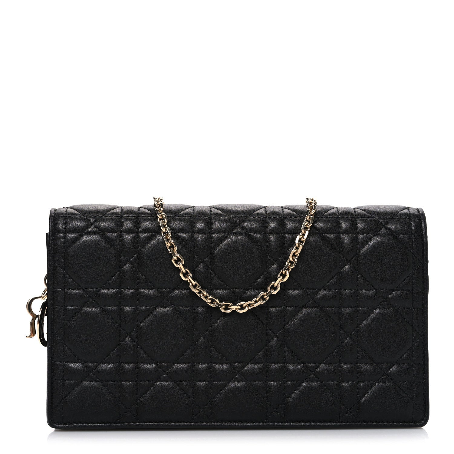 Christian Dior Lambskin Cannage Lady Dior Pouch Black