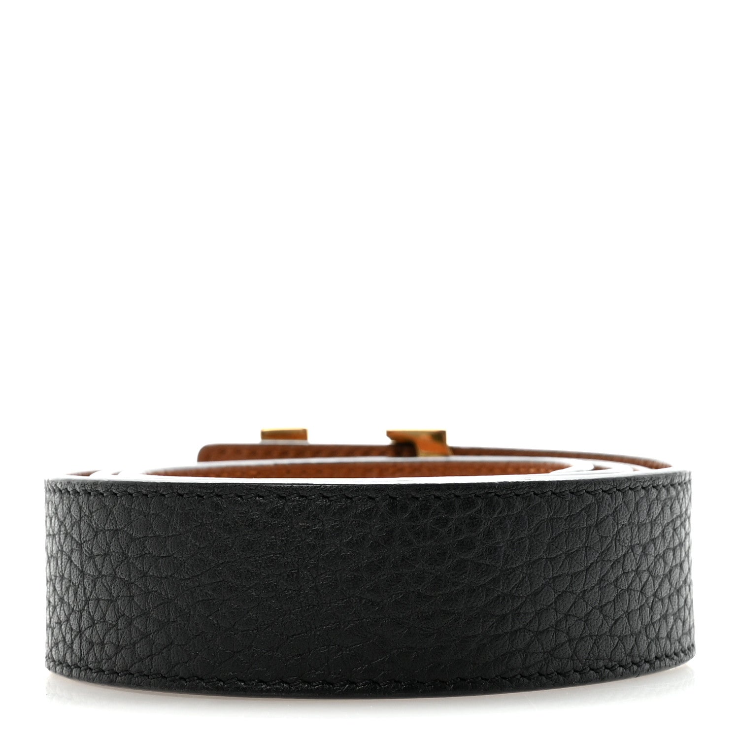 Louis Vuitton Taurillon Calfskin 30mm LV Initiales Reversible 80 32 Belt Black