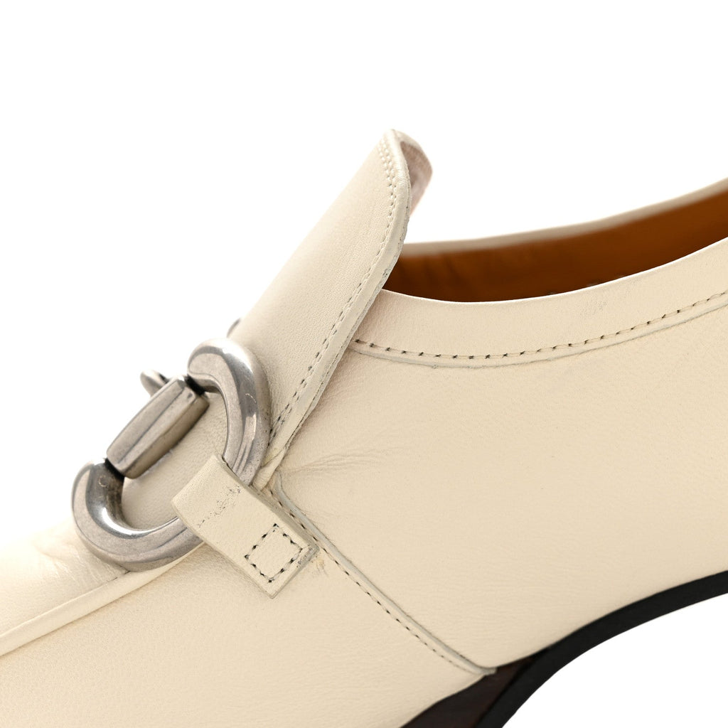 Gucci Malaga Kid Horsebit Platform Loafers 35 Mystic White