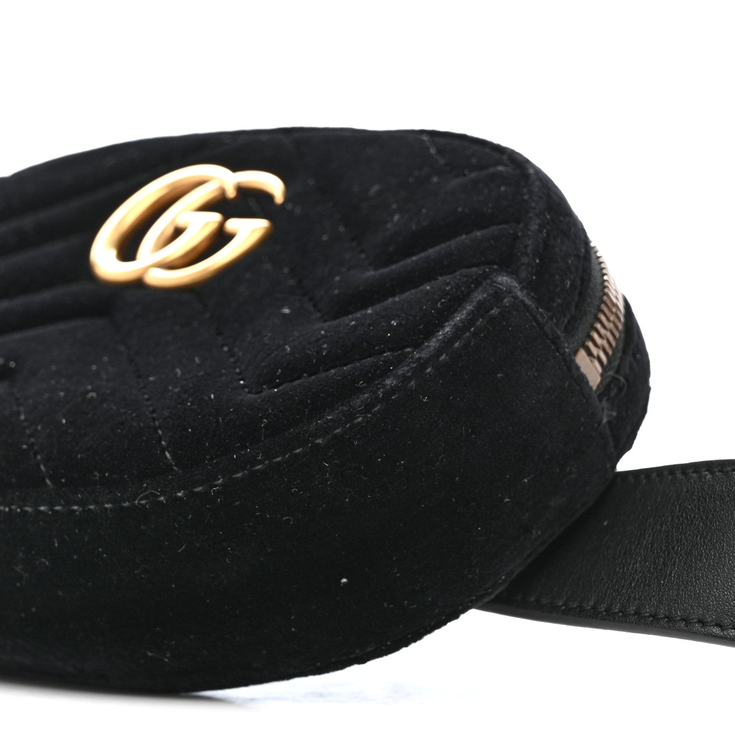 Gucci Velvet Matelasse GG Marmont Belt Bag 75 30 Black