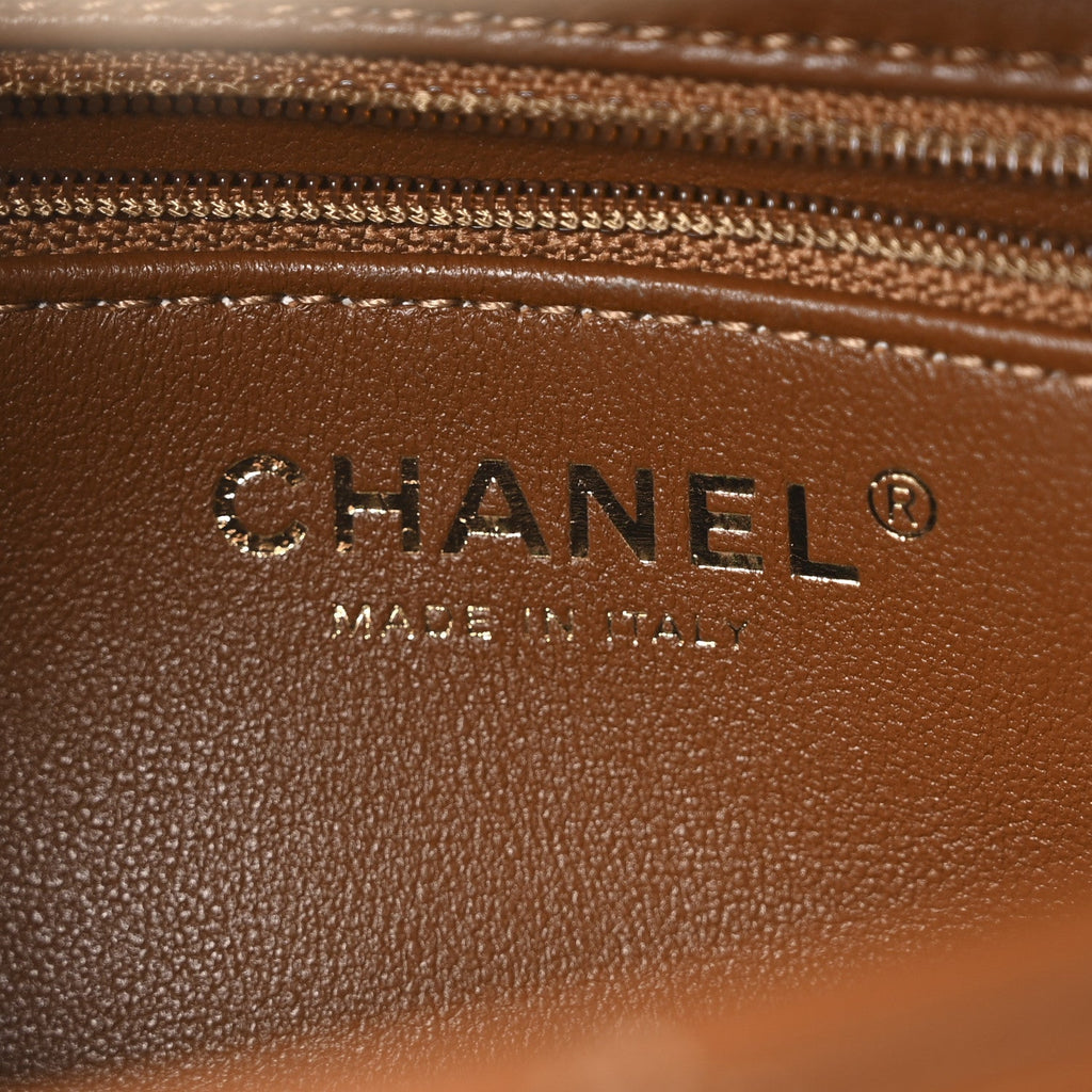 Chanel Shearling Lambskin Quilted Mini Furry Coco Flap Beige Dark Brown