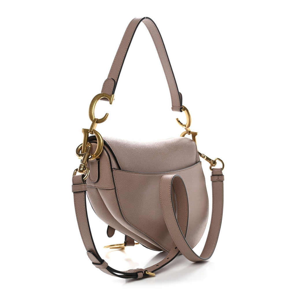 Christian Dior Grained Calfskin Saddle Bag With Strap Blush