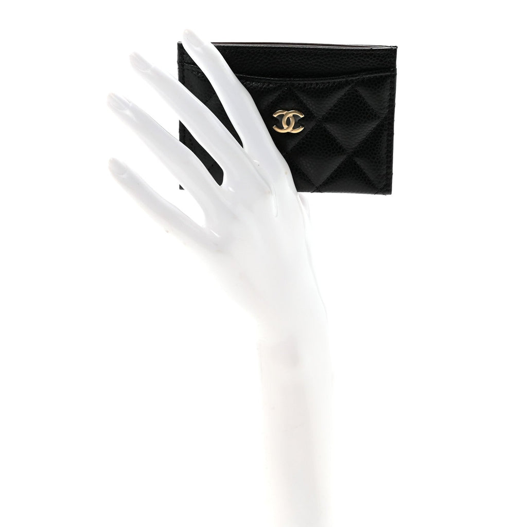 Caviar Quilted Card Holder Black