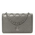 Chanel Lambskin Crystal Quilted Wallet On Chain WOC Grey