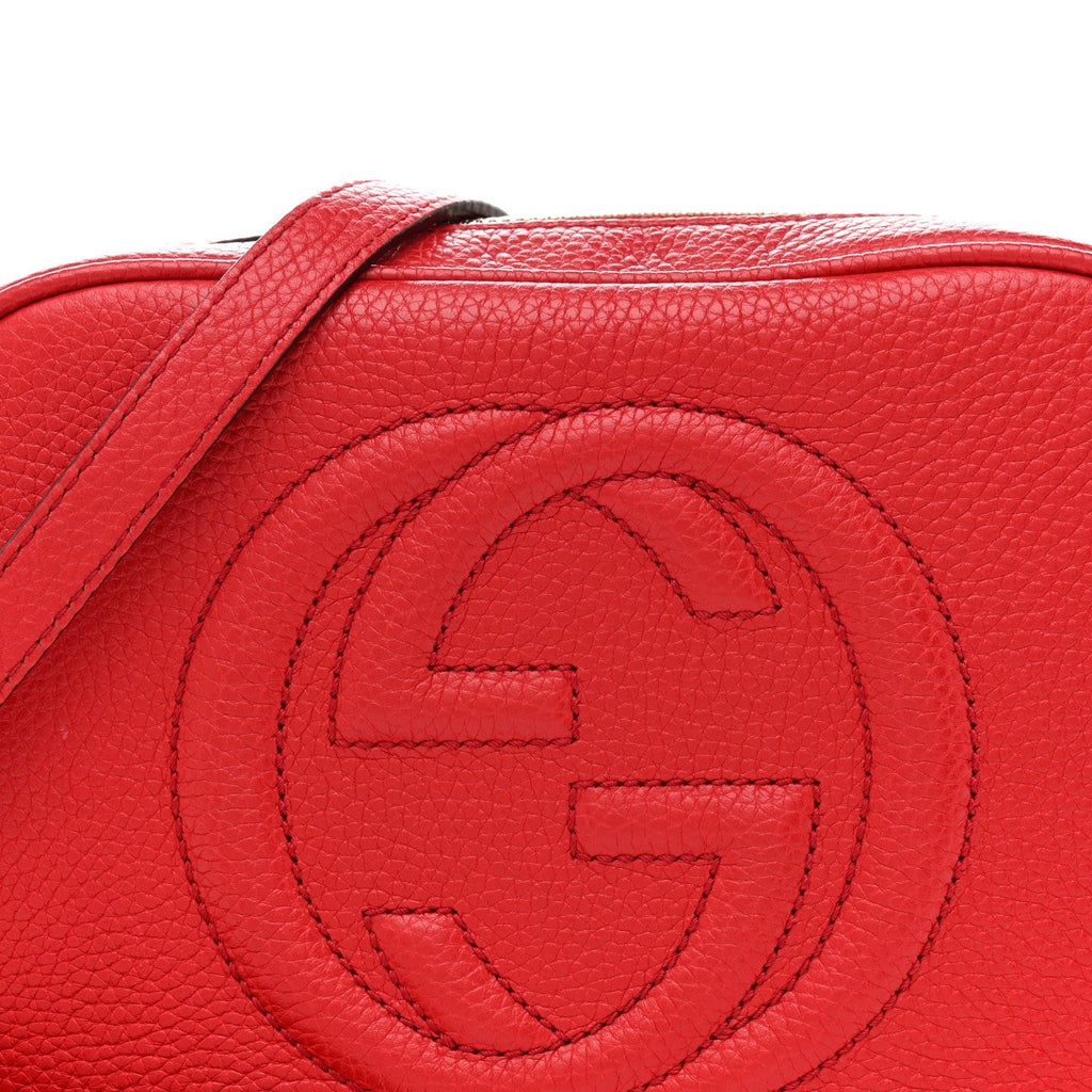 Gucci Pebbled Calfskin Small Soho Disco Bag Tabasco Red