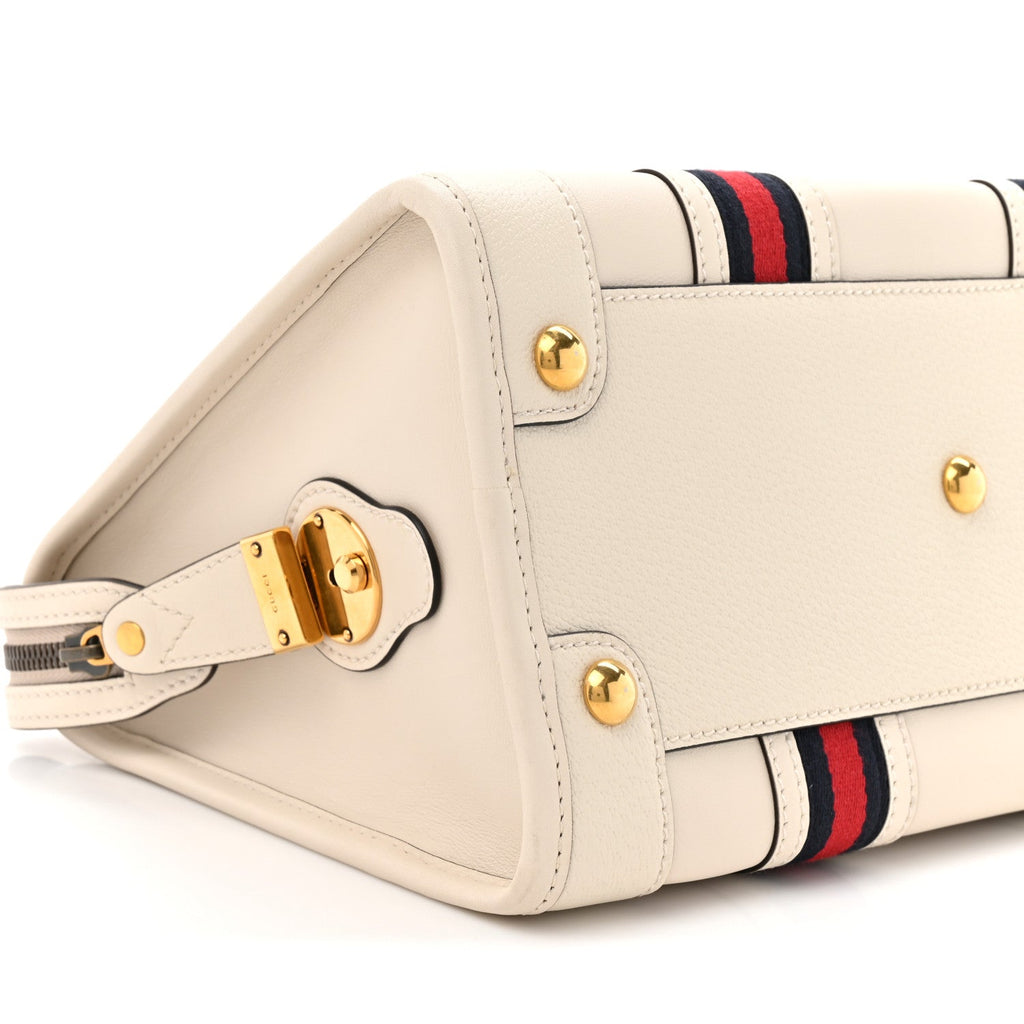 Gucci Koi Calfskin Medium Bauletto Duffle Top Handle Bag White