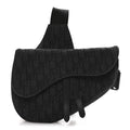 Christian Dior Oblique Mens Saddle Bag Black Blue