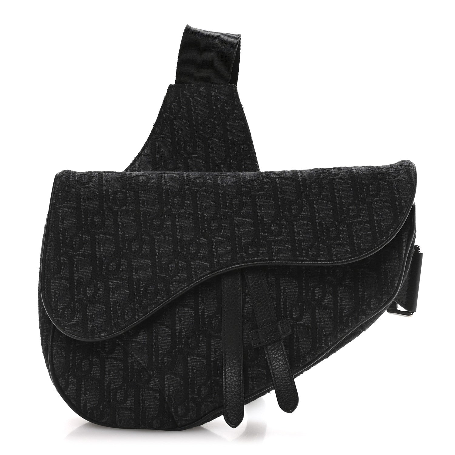 Christian Dior Oblique Mens Saddle Bag Black Blue