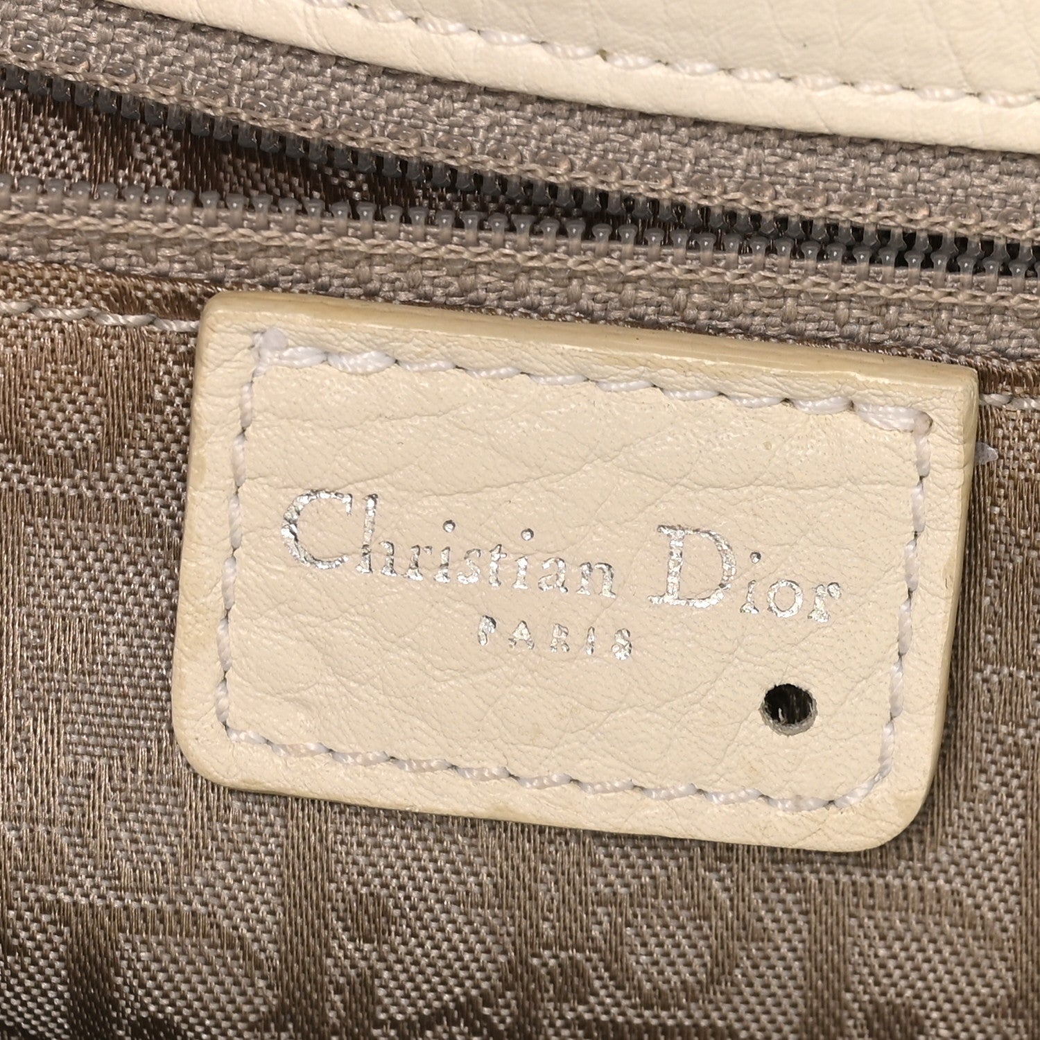 Christian Dior Calfskin Cannage D Buckle East West Tote White