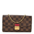 Louis Vuitton Damier Ebene Croisette Chain Wallet Scarlet