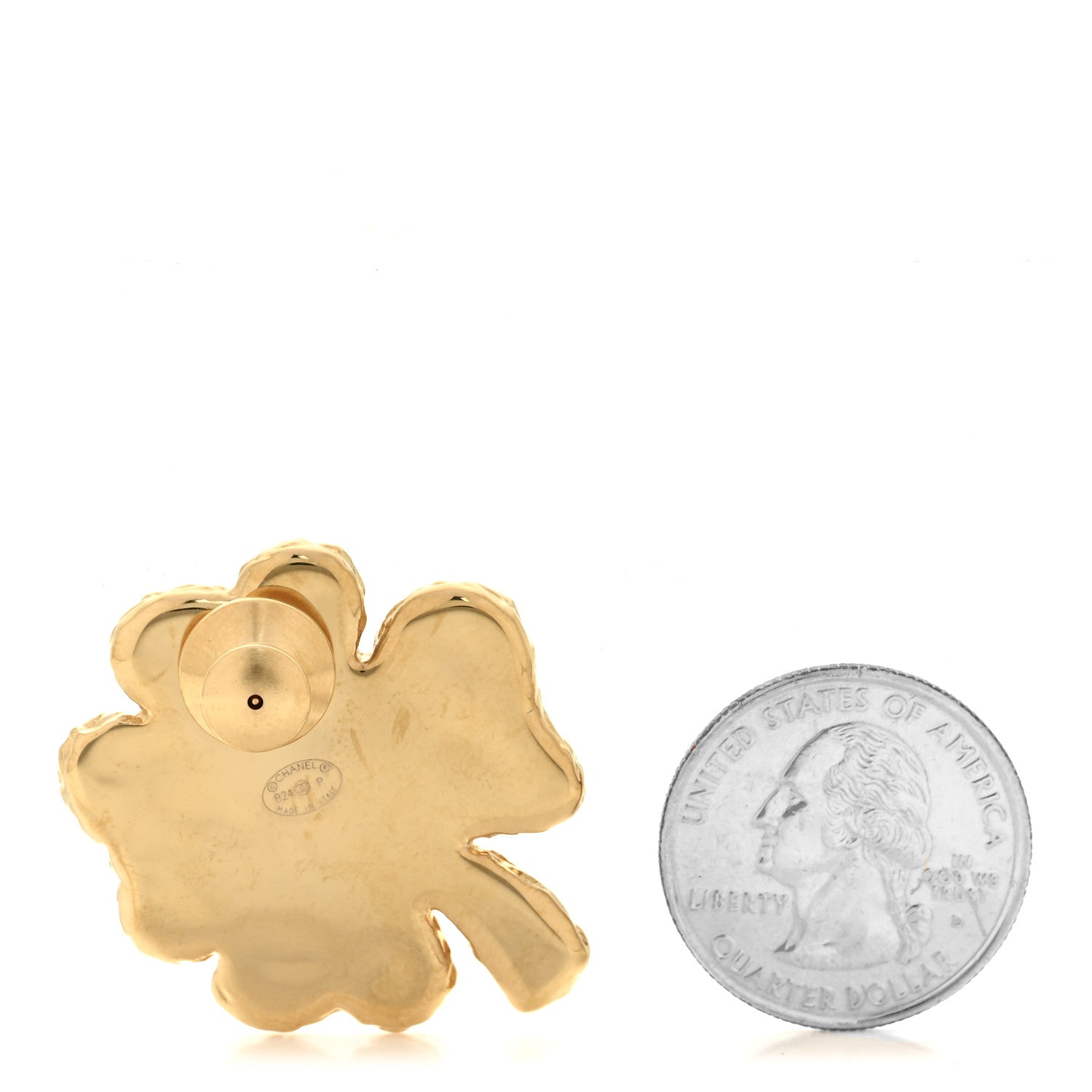 Resin Metal CC Clover Brooch Gold Black