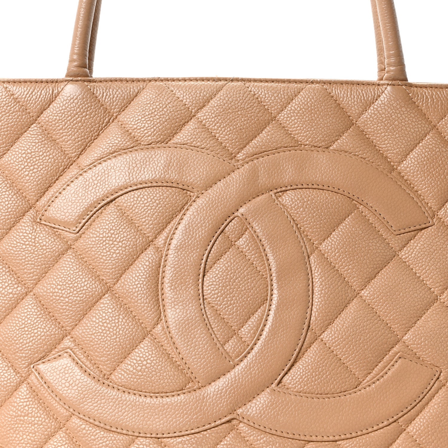 Chanel Caviar Quilted Medallion Tote Beige