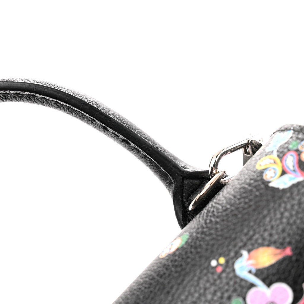 Louis Vuitton Calfskin Flower Lockme Mini Backpack Black Multicolor