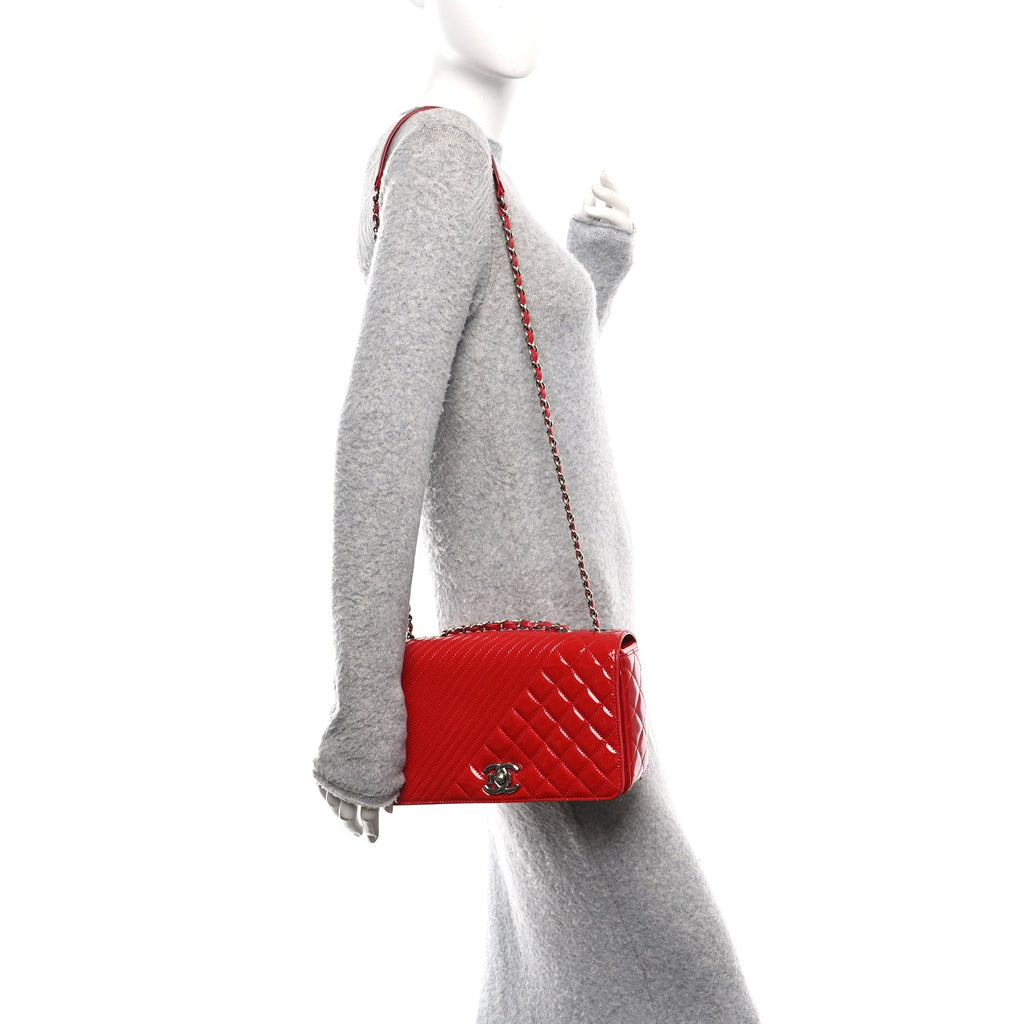 Chanel Patent Quilted Medium Coco Boy Flap Red