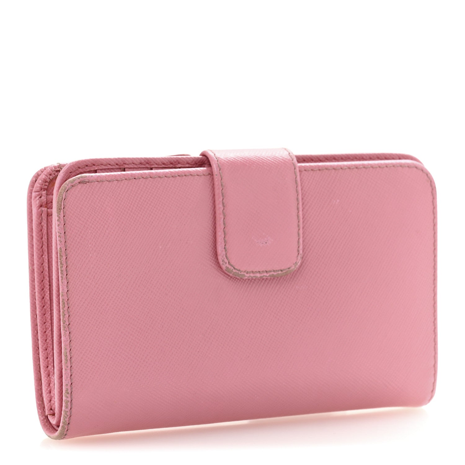 Prada Saffiano Metal Compact Wallet Geranio