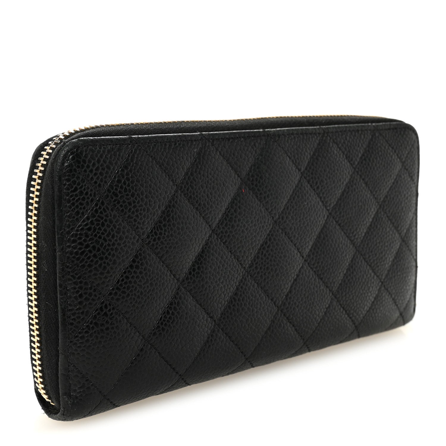 Caviar Quilted Large Gusset Zip Around Wallet Black