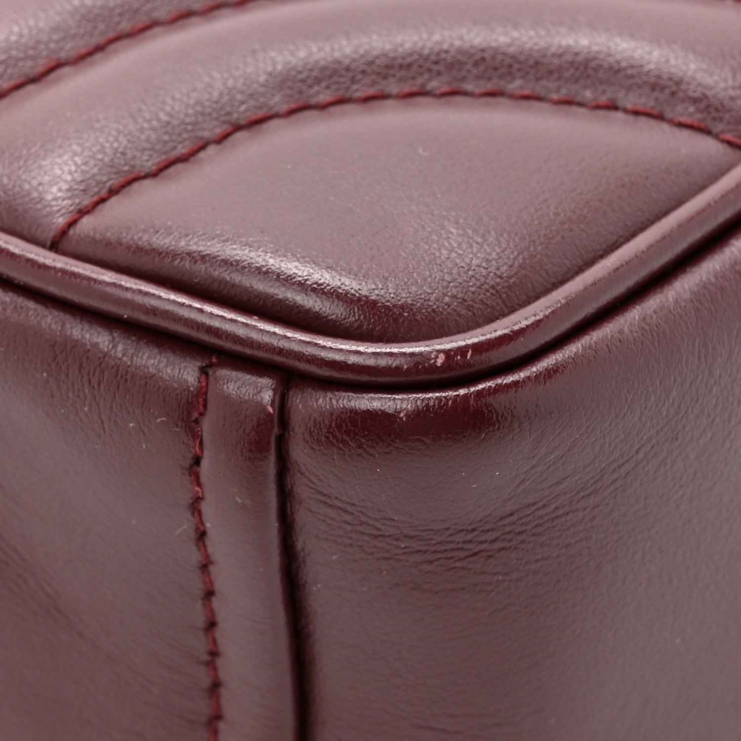 Prada Soft Calfskin Impunture Diagramme Small Camera Bag Granato