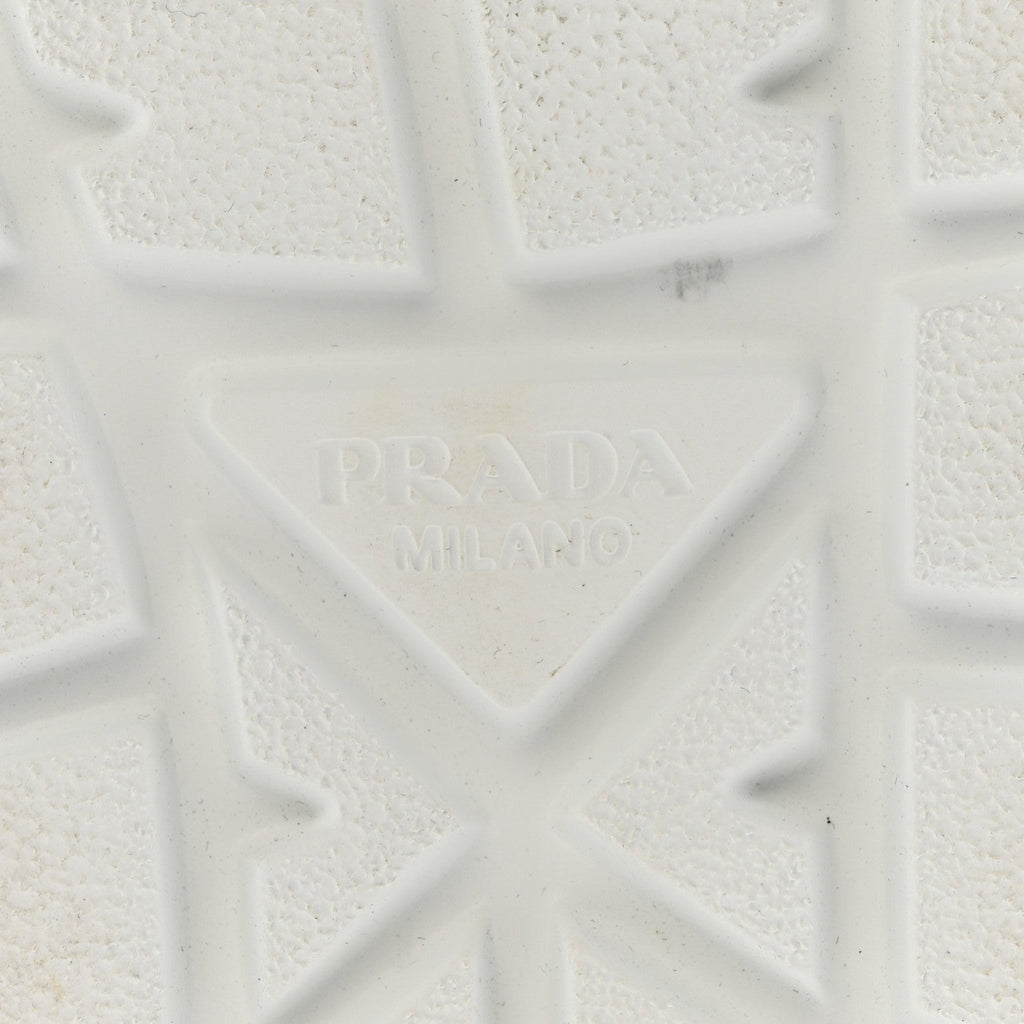 Prada Suede Shearling Triangle Logo Downtown Sneakers 40 Ecru