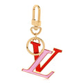 Louis Vuitton Metal LV Glass Bag Charm Key Holder Rouge Rose