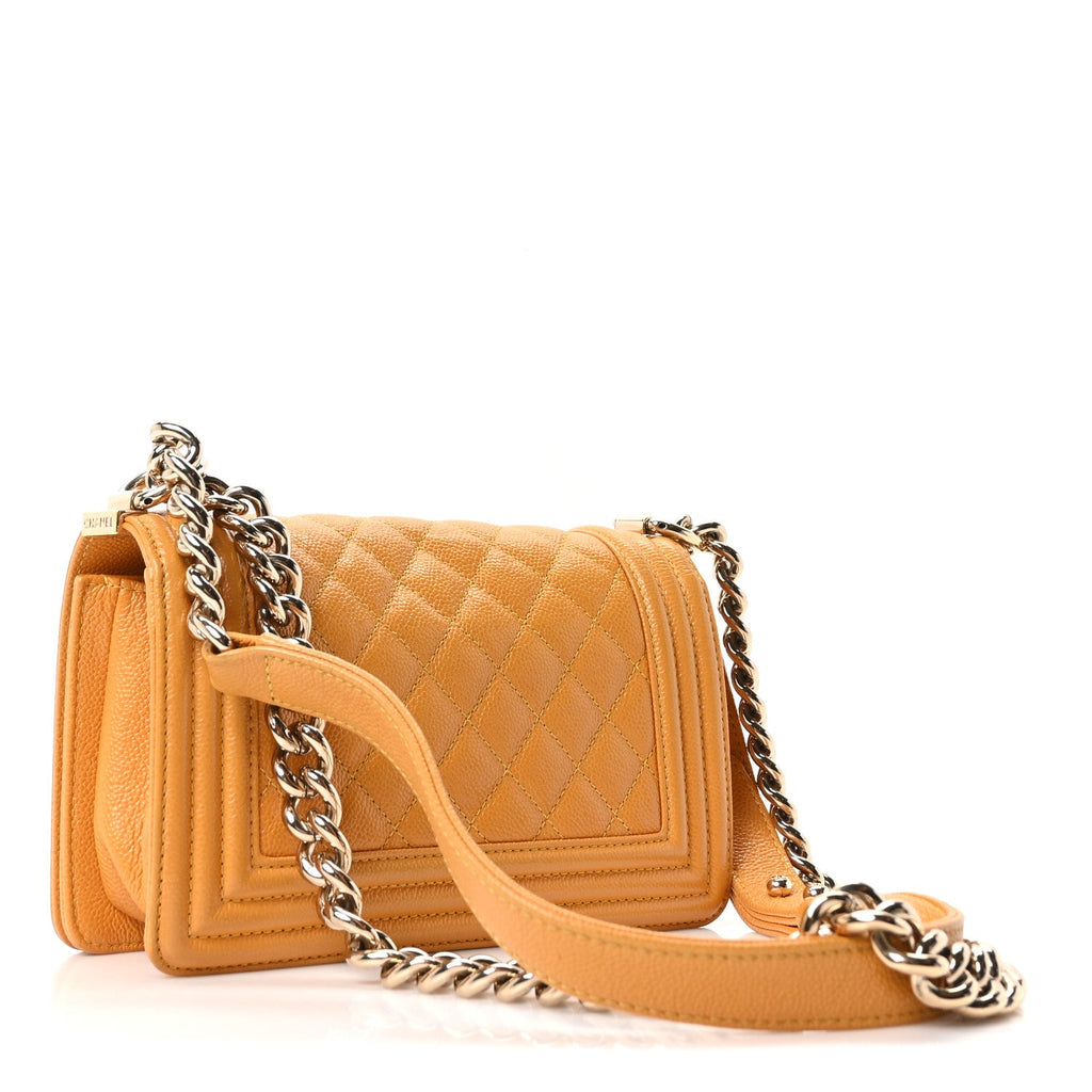 Chanel Caviar Quilted Small Boy Flap Yellow