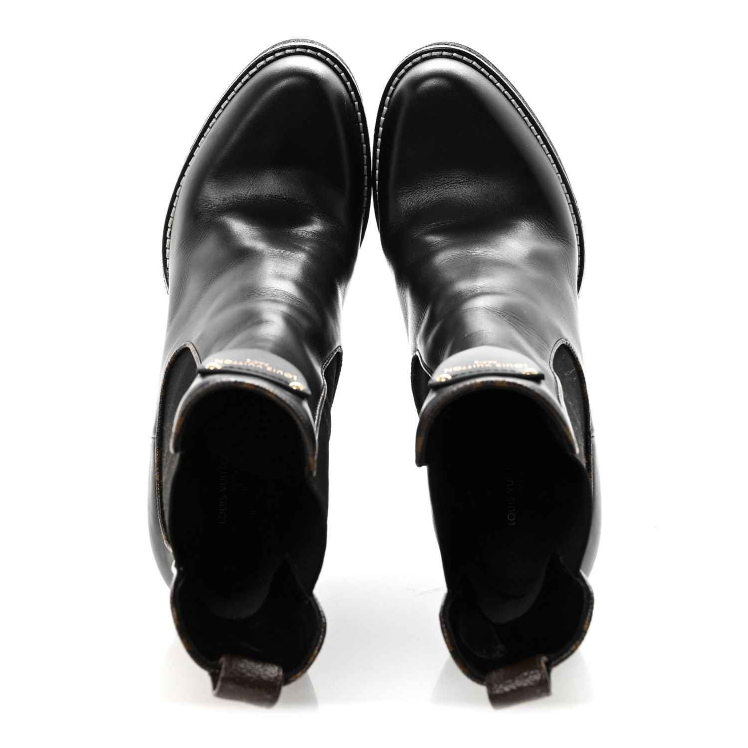 Louis Vuitton Calfskin Monogram LV Beaubourg Platform Ankle Boots 40 Black