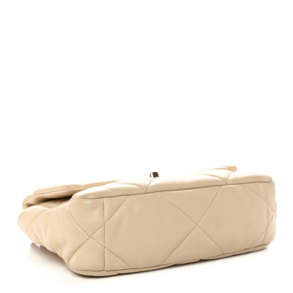 Chanel Lambskin Quilted Medium Chanel 19 Flap Light Beige