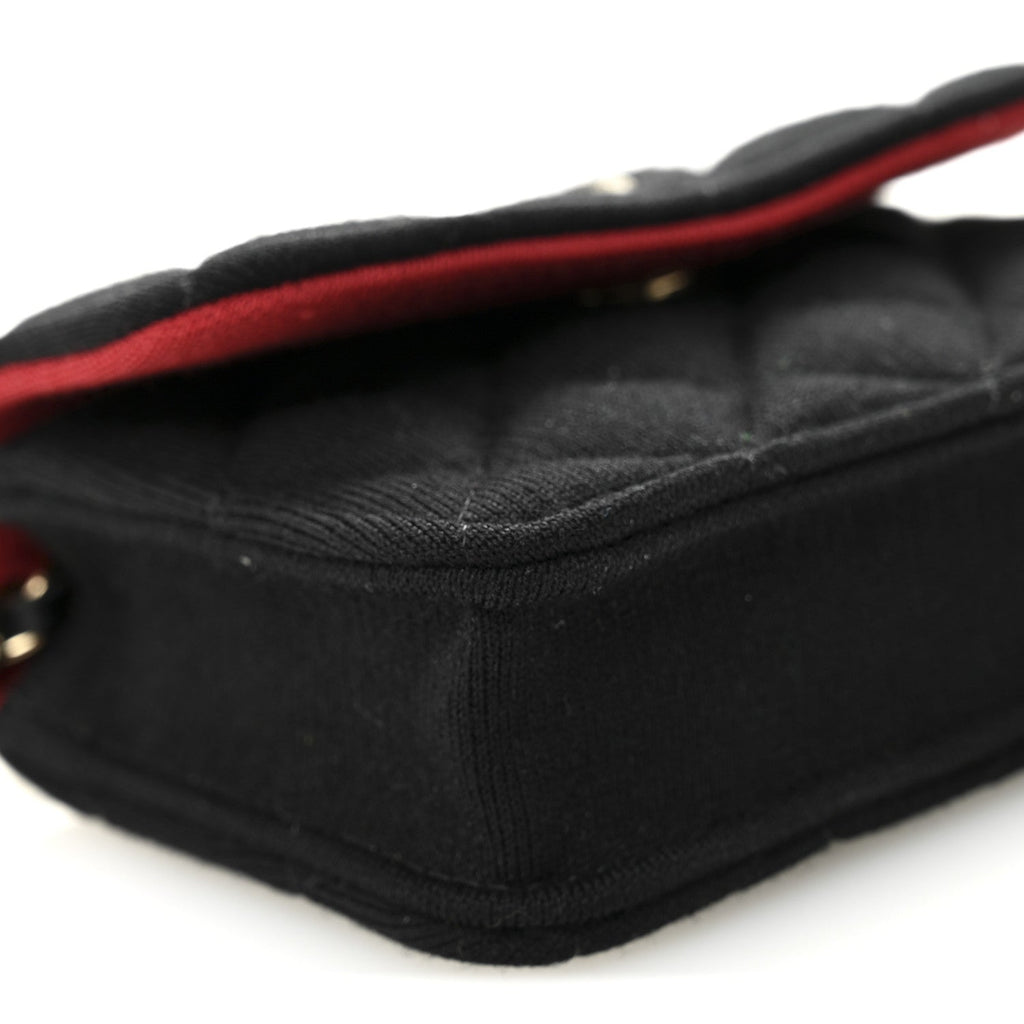 Chanel Jersey Quilted Micro Mini Flap Black