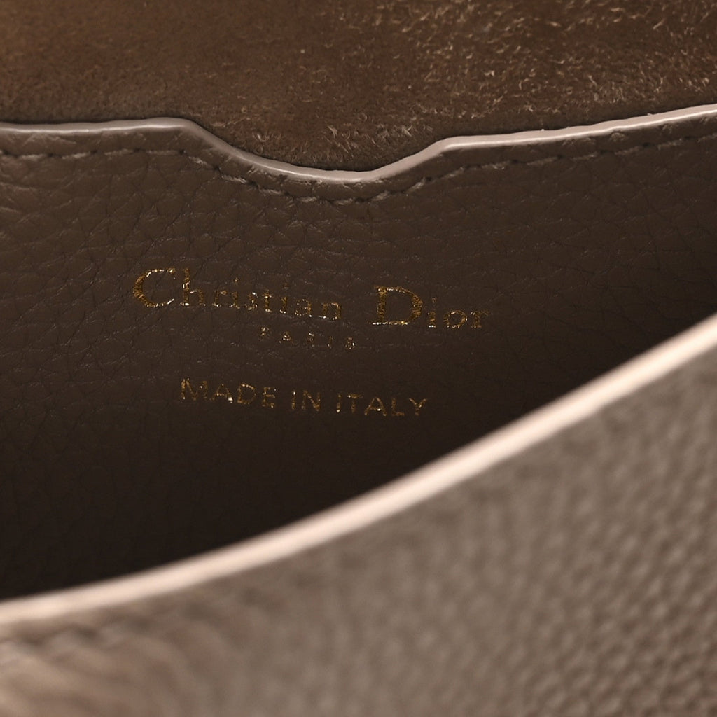 Christian Dior Grained Calfskin Medium Bobby Flap Warm Taupe