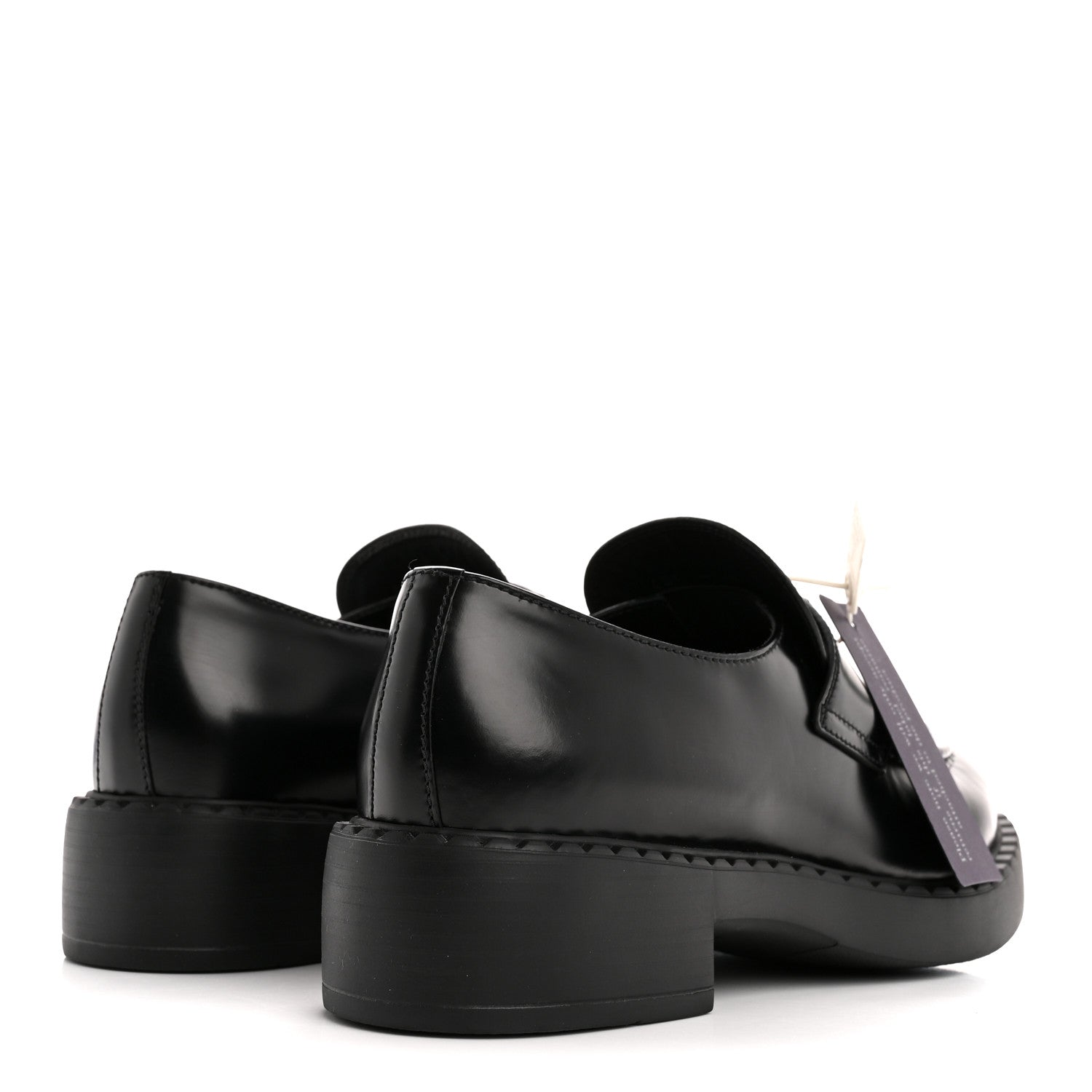 Prada Spazzolato Metal Triangle Logo 50mm Loafers 40.5 Black