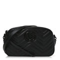 Gucci Calfskin Matelasse Monochrome Small GG Marmont Chain Shoulder Bag Black