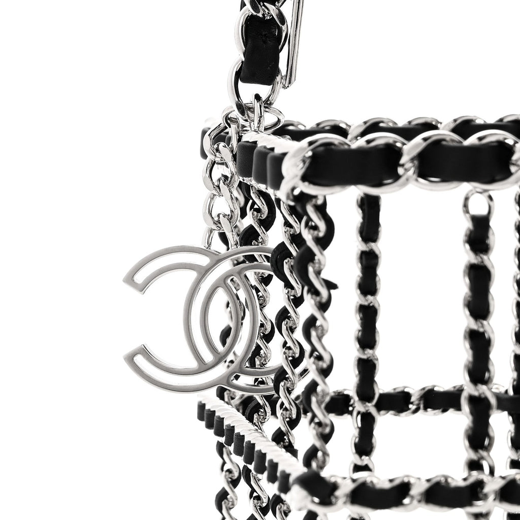 Chanel Brass Calfskin Grocery By Chanel Minaudiere Shopping Basket Silver