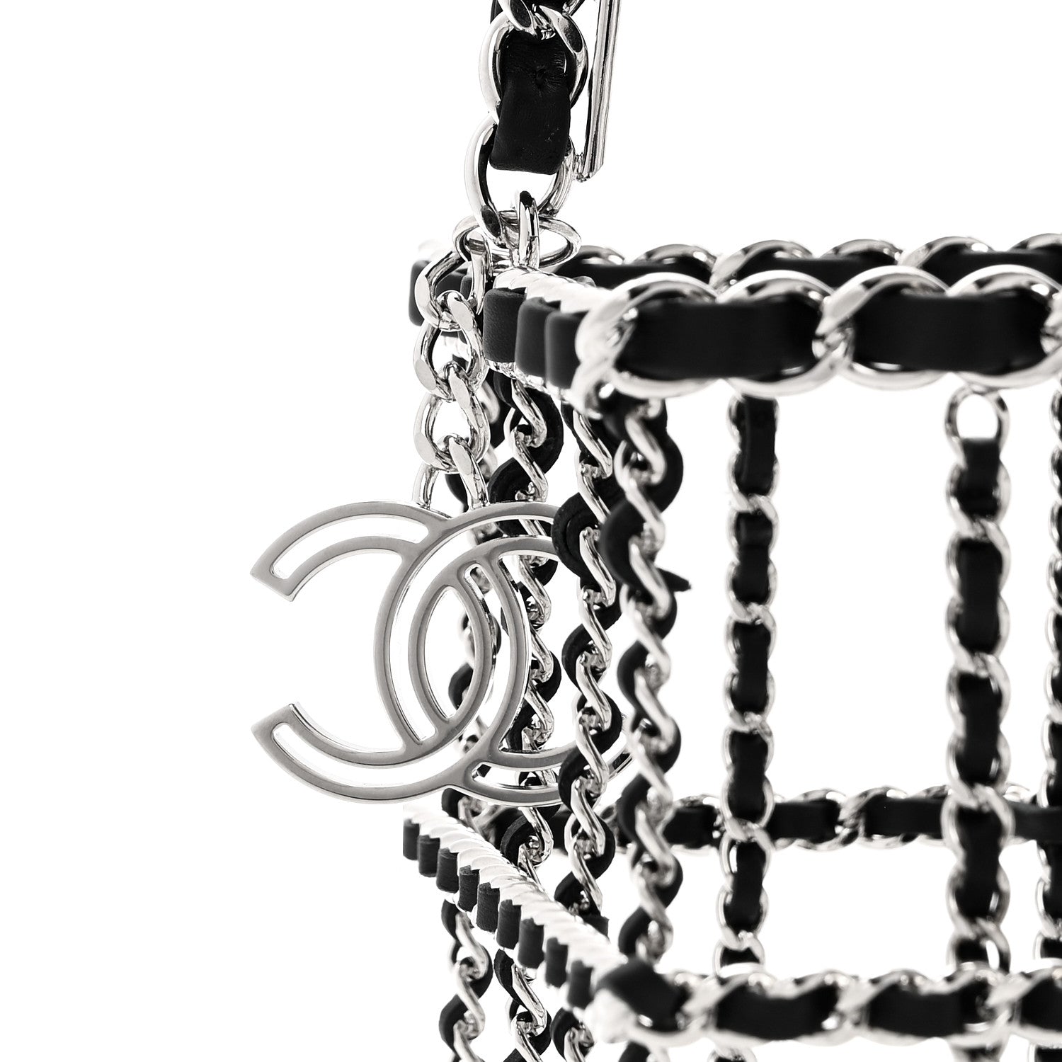 Chanel Brass Calfskin Grocery By Chanel Minaudiere Shopping Basket Silver