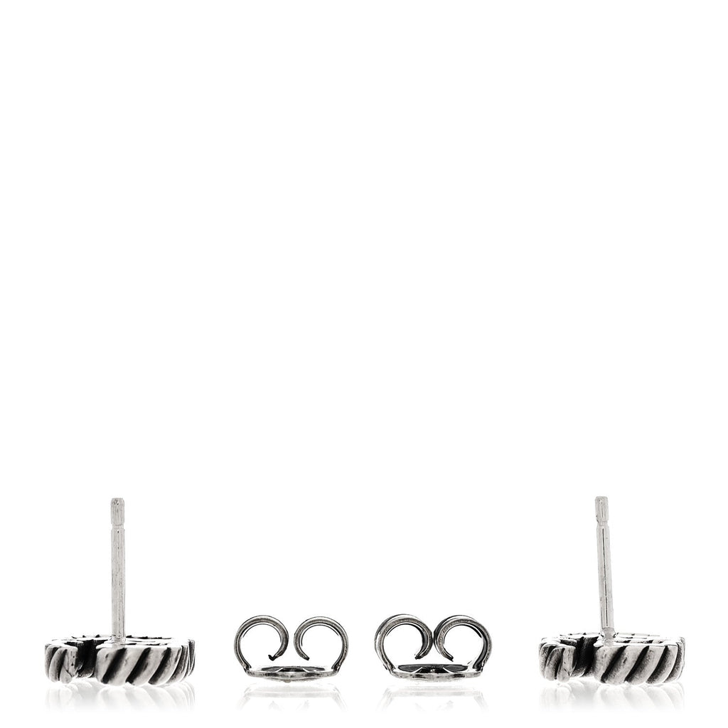 Gucci Sterling Silver Torchon Double G Earrings