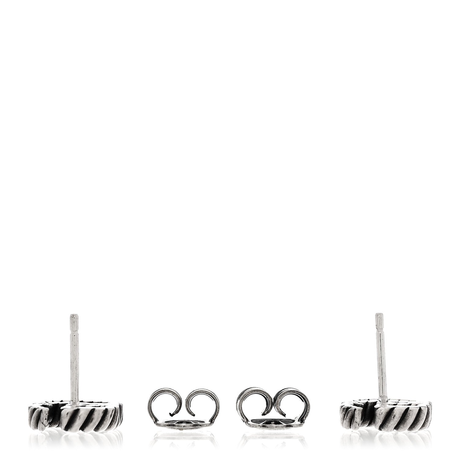 Gucci Sterling Silver Torchon Double G Earrings